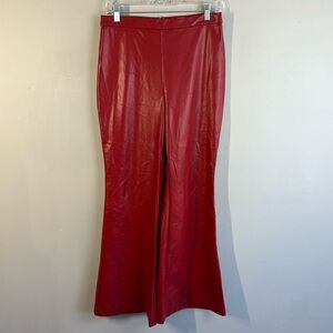 NWOT Hutch Red Faux Leather Wide Leg Flare Pants Size 6